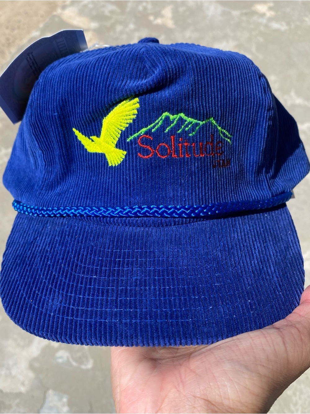 Vintage Solitude Ski Resort Utah Corduroy Strapback Hat New Blue Nature Travel